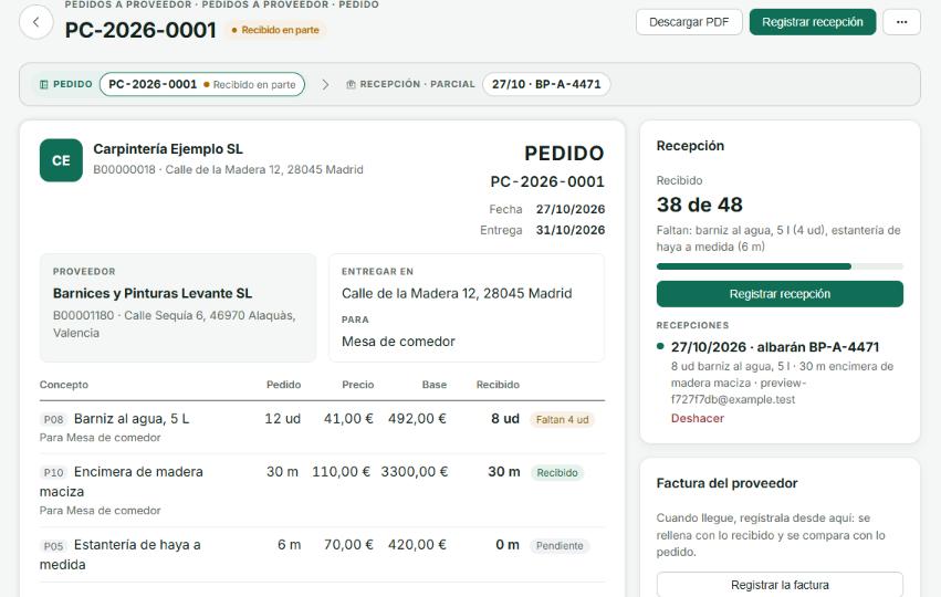 Comanda a proveïdor